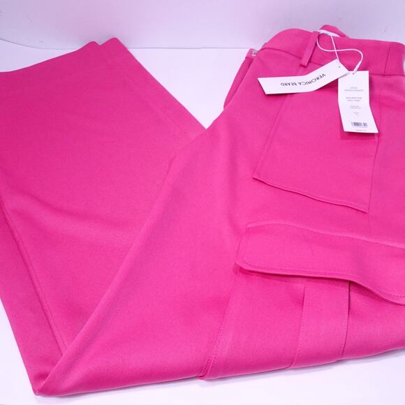 Veronica Beard Women's Saul Pant Hibiscus Satin Utility Wide Leg Pants 4 NWT 448 - Picture 6 of 12